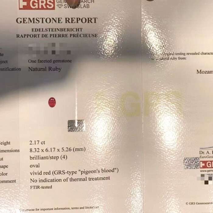 Exceptional Pigeon Blood Ruby – GRS Certified Unheated Mozambique Ruby, 2.17 Ct, Oval Cut - Image 2