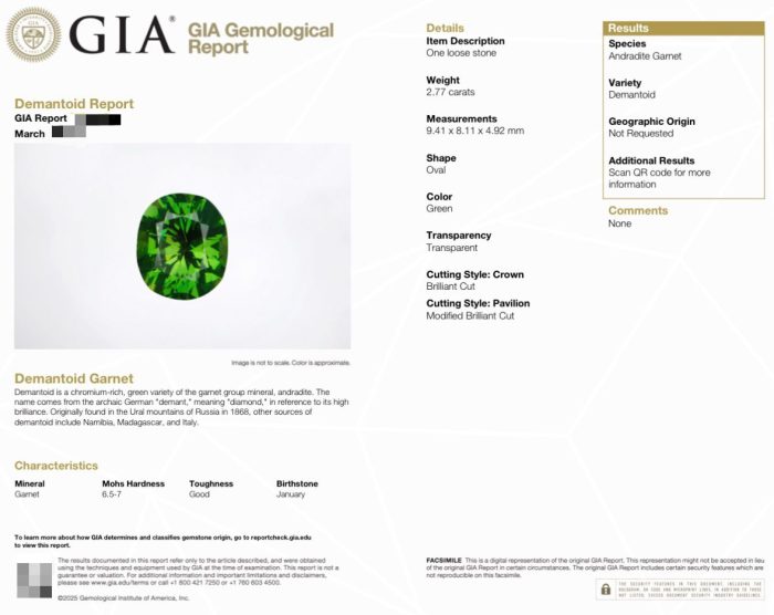 GIA Certified Natural Demantoid Garnet 2.77 Ct Oval Cut | Vivid Green High Fire - Image 3