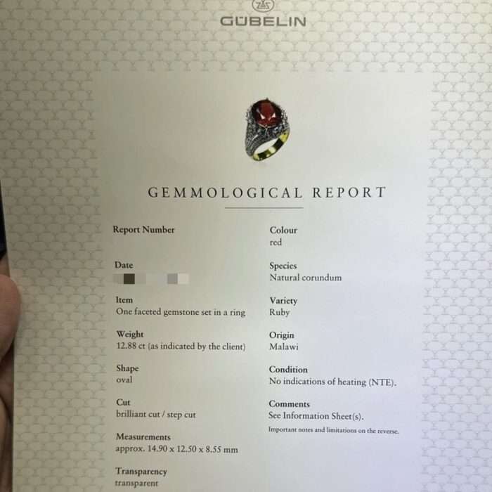 Gübelin Certified 12.88 Ct Natural ruby (No heat) , Exceptional Quality - Image 2