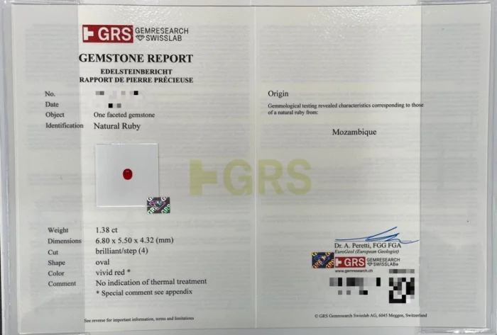 Natural Pigeons Blood Ruby, GRS Certified  1.38 Ct Ruby , Origin Mozambique - Image 2